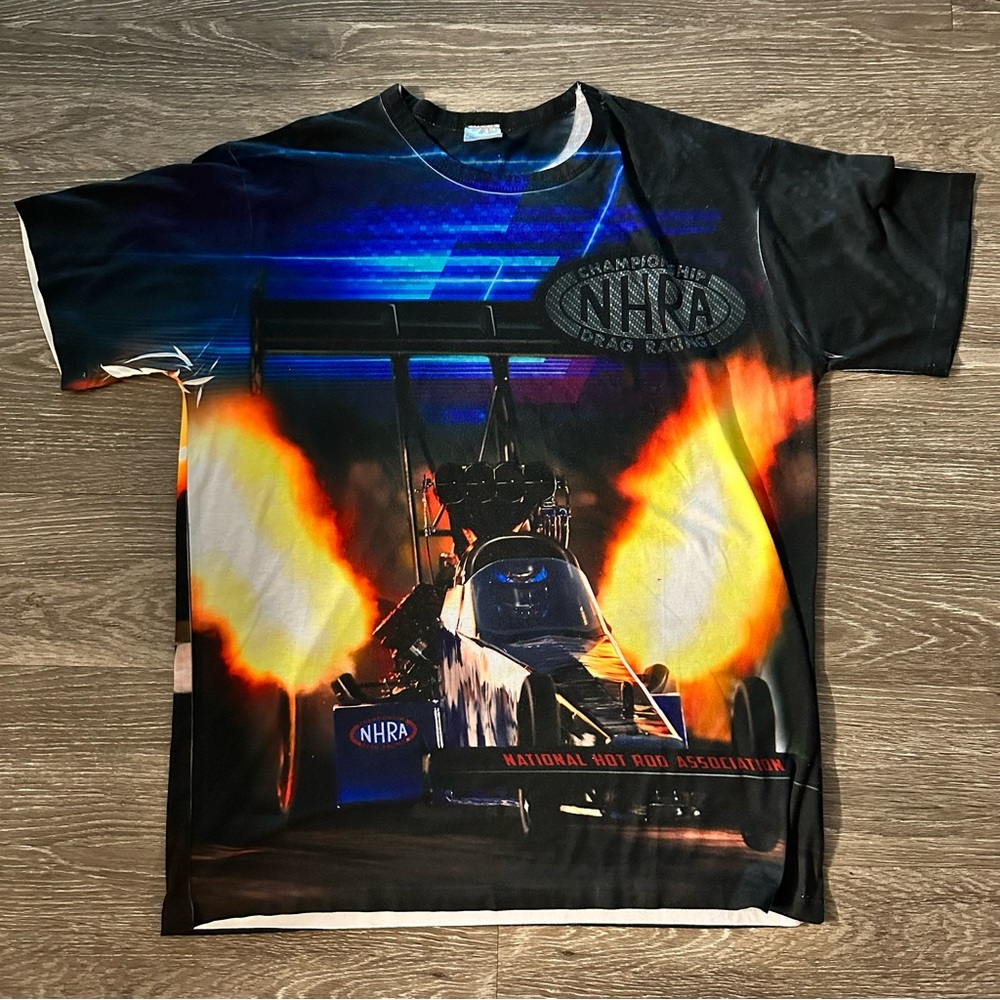 NHRA Championship Drag Racing Allover Print T-Shirt - Men’s Size L